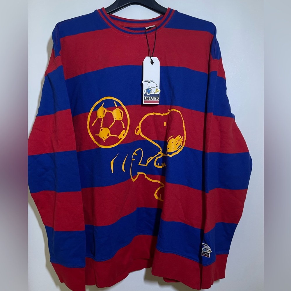 NWT Levis X Peanuts Snoopy Striped Long Sleeve Pullover Large